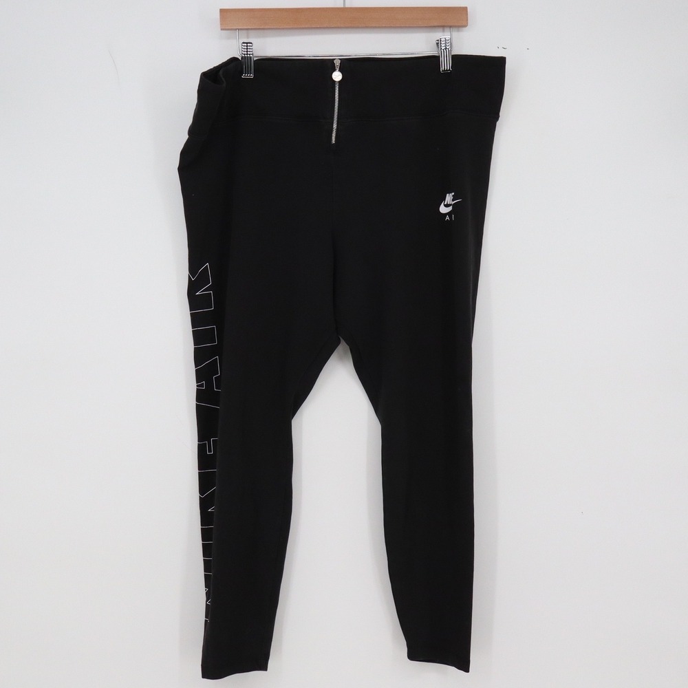Nike Leggings Womens 2X Nike Air High Rise Zipper Black Graphic Excellent